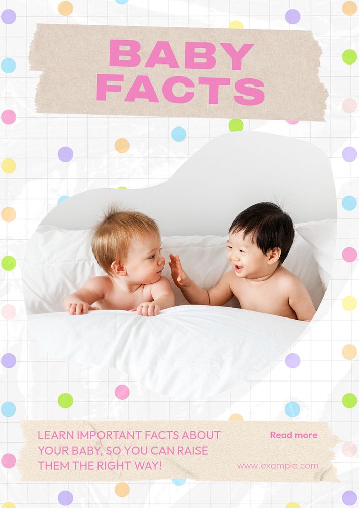 Baby facts  poster template, editable text and design