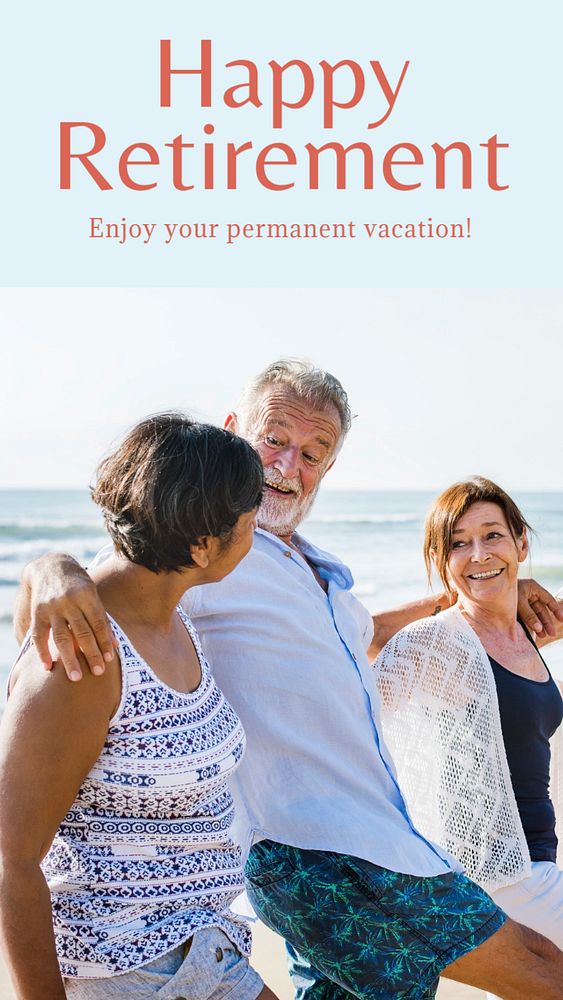 Happy retirement  Instagram story template, editable text