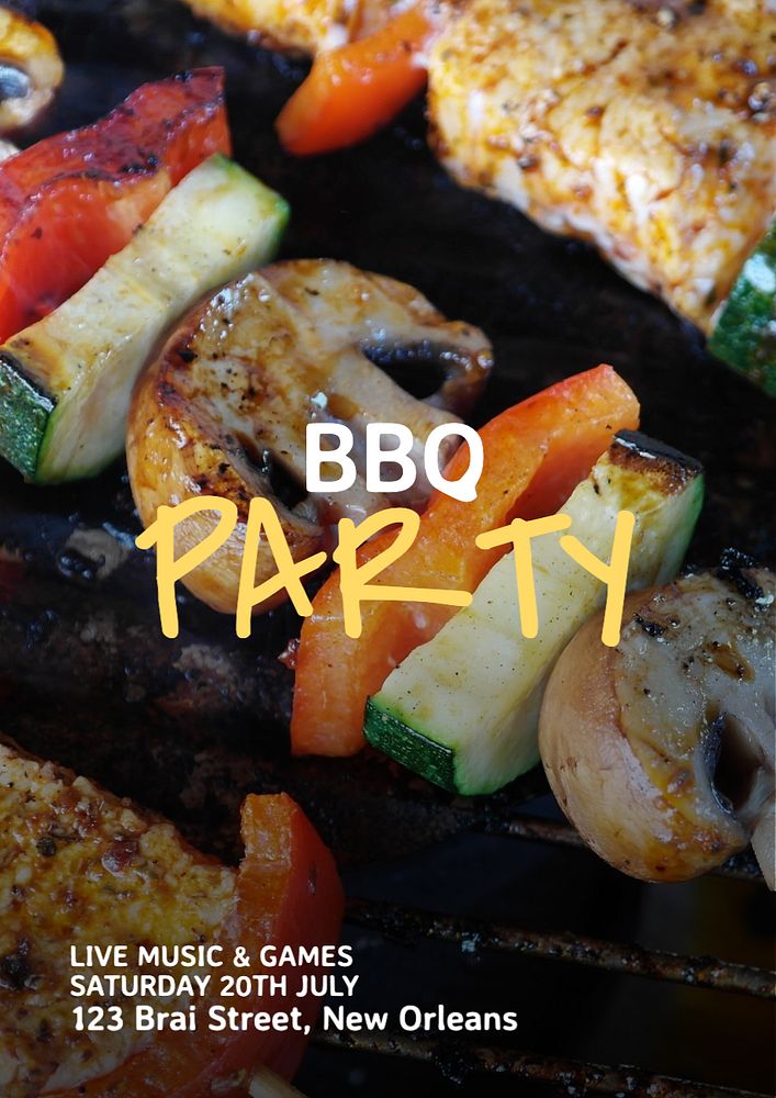 BBQ party  poster template, editable text and design