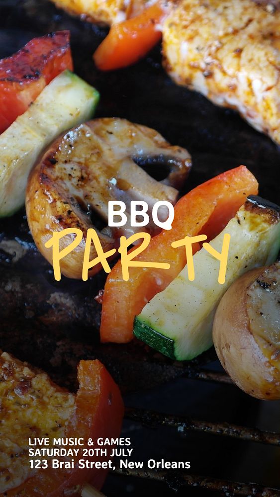 BBQ party  Instagram story template, editable text