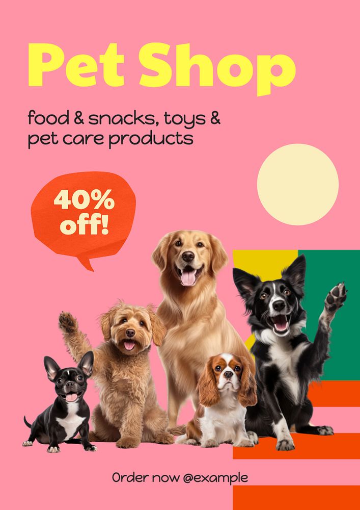 Pet shop poster template, editable text and design