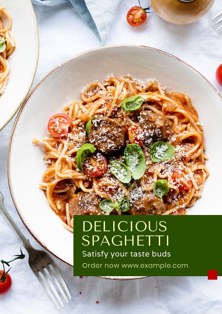 Delicious spaghetti  poster template, editable text and design