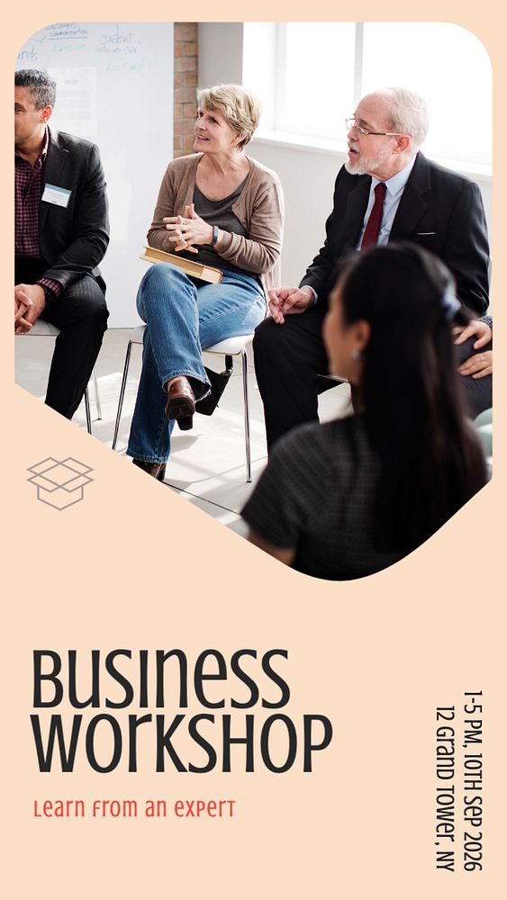 Business workshop  Instagram story template, editable text