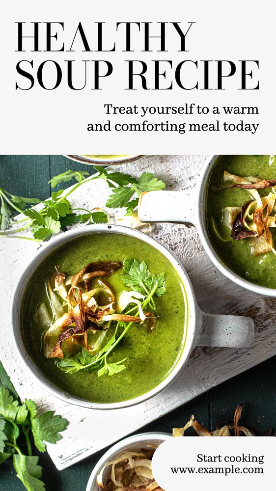 Healthy soup recipe  Instagram story template, editable text