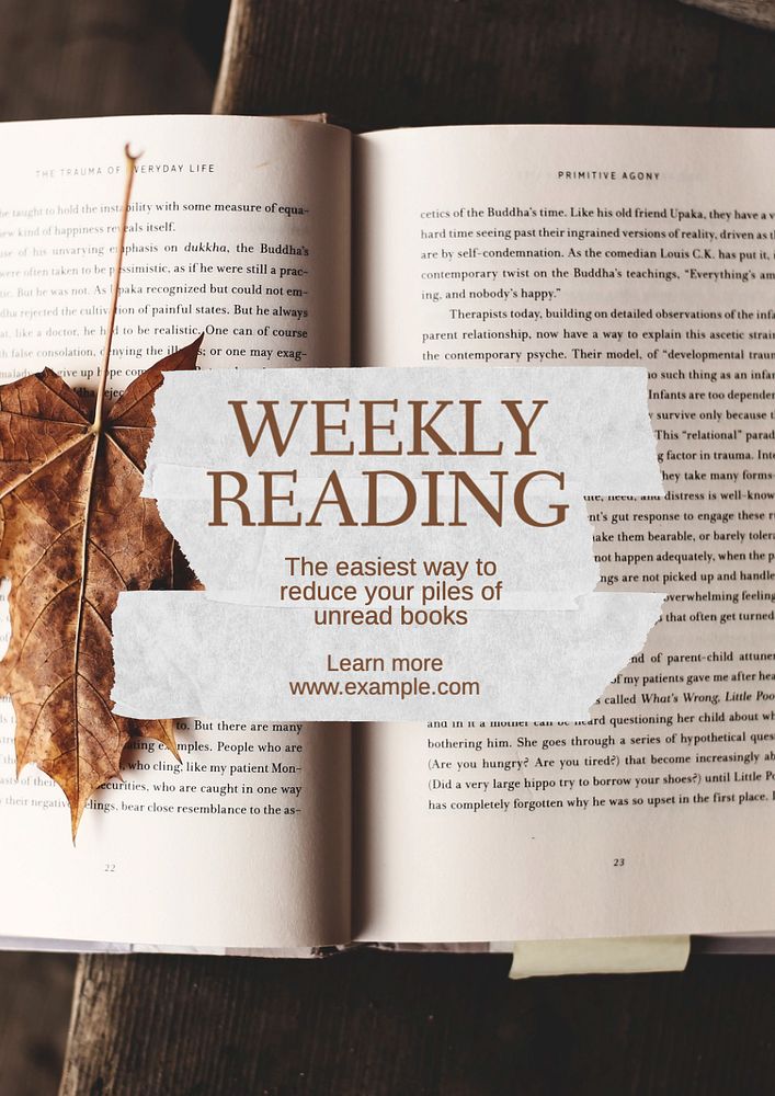 Weekly reading  poster template, editable text and design