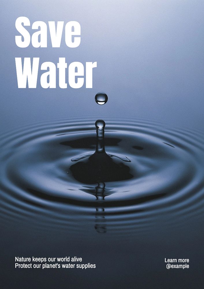 Save water  poster template, editable text and design