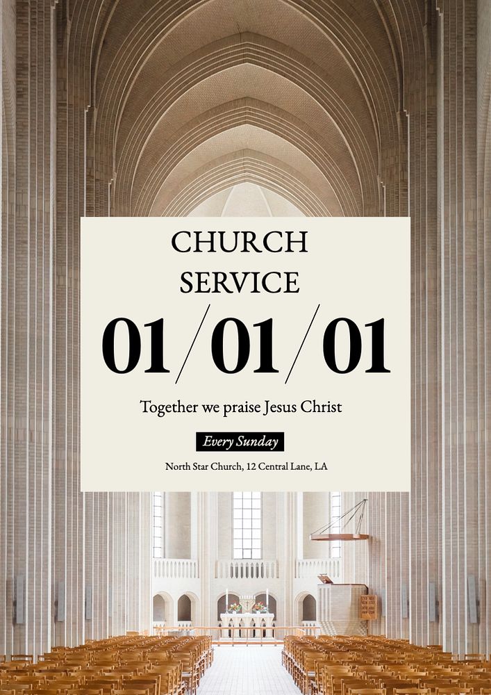 Church service  poster template, editable text and design