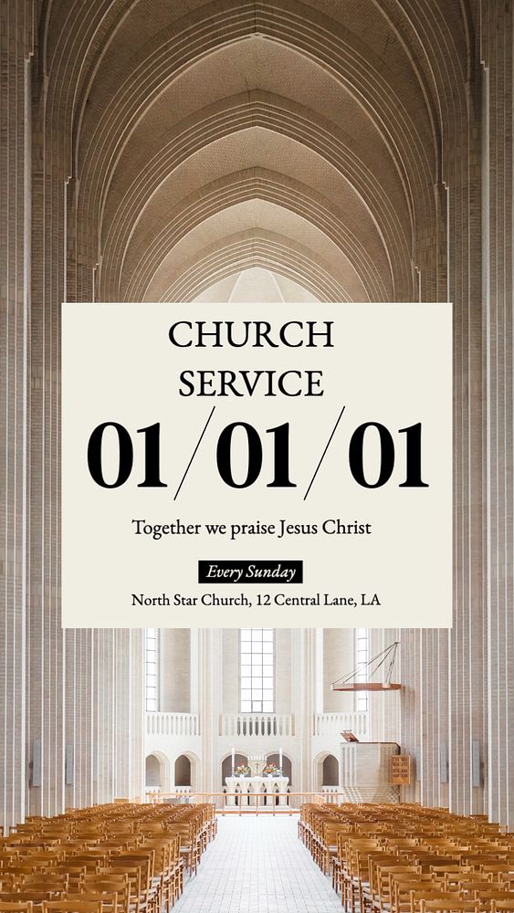 Church service  Instagram story template, editable text