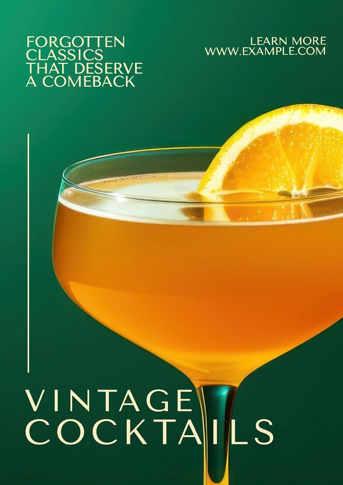 Vintage cocktails poster template, editable text and design