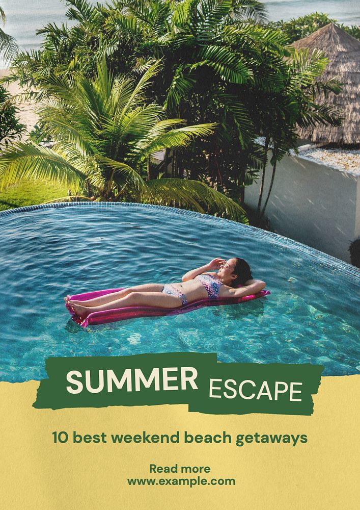 Summer escape  poster template, editable text and design