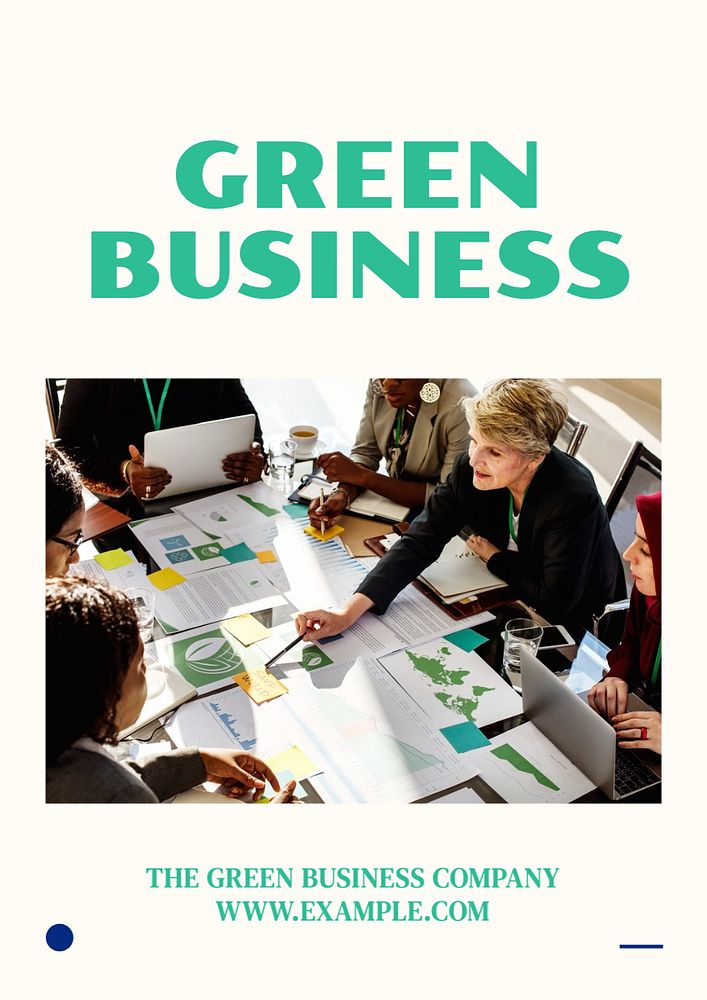 Green business presentation  poster template, editable text and design