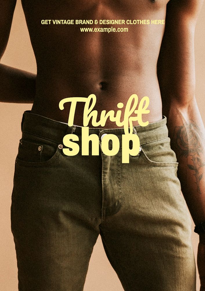 Thrift shop  poster template, editable text and design