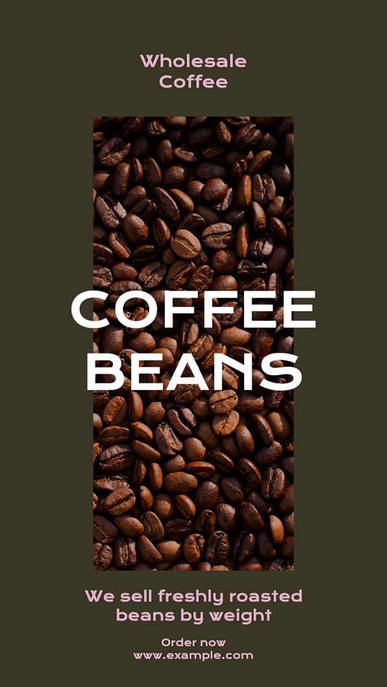 Coffee beans  Instagram story template, editable text