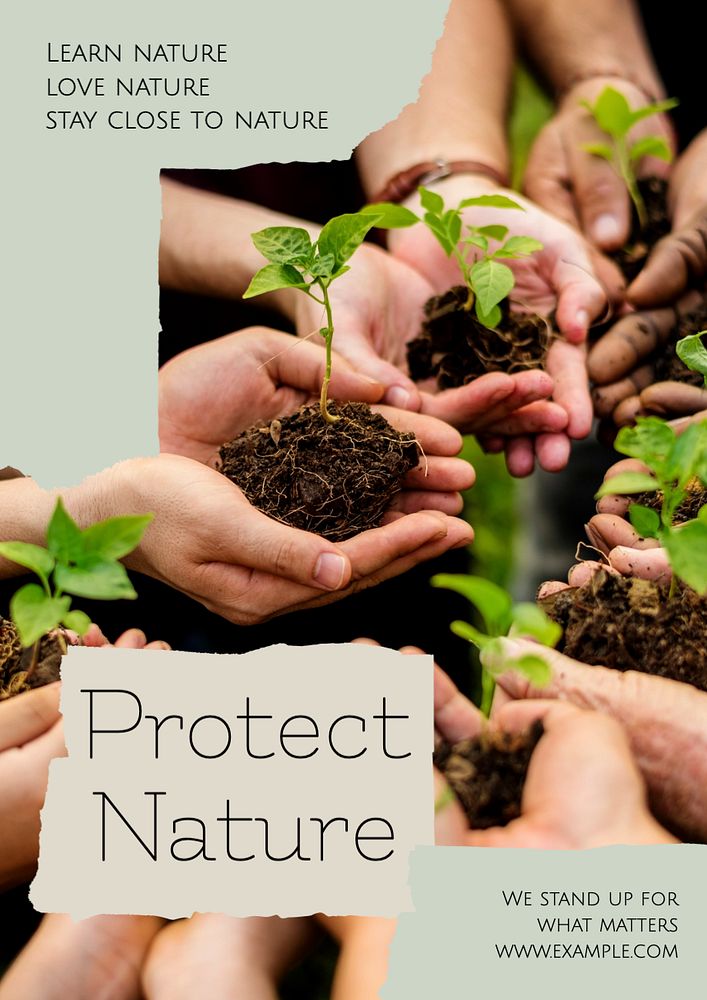 Protect nature  poster template, editable text and design