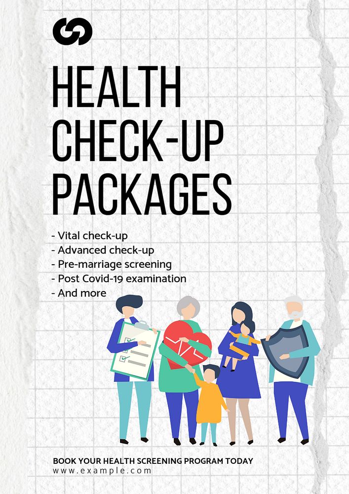 Health check-up packages poster template, editable text and design