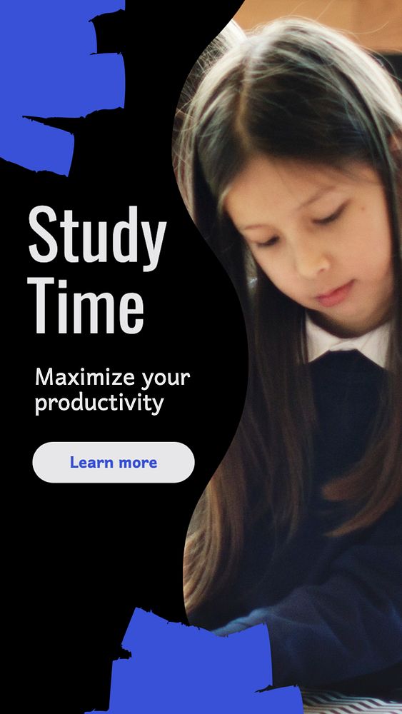 Study time  Instagram story template, editable text