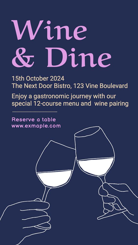 Wine & Dine Facebook story template, editable design