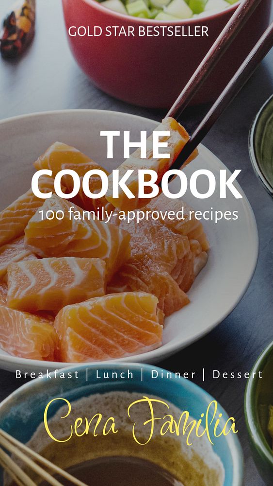 Cookbook Instagram story template, editable text