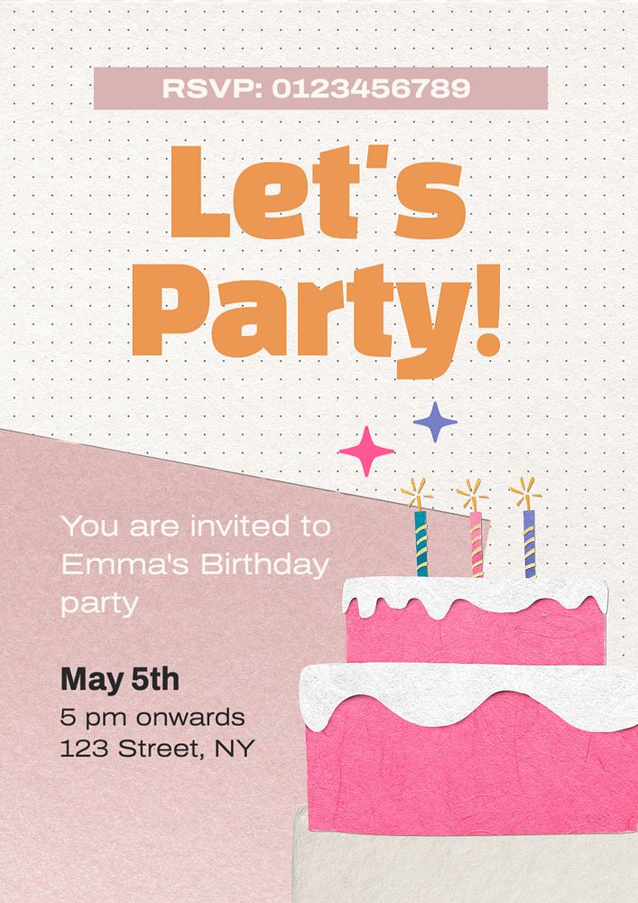 Let's party  poster template, editable text and design