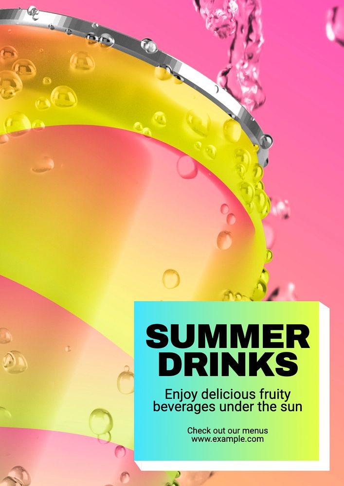 Summer drinks  poster template, editable text and design