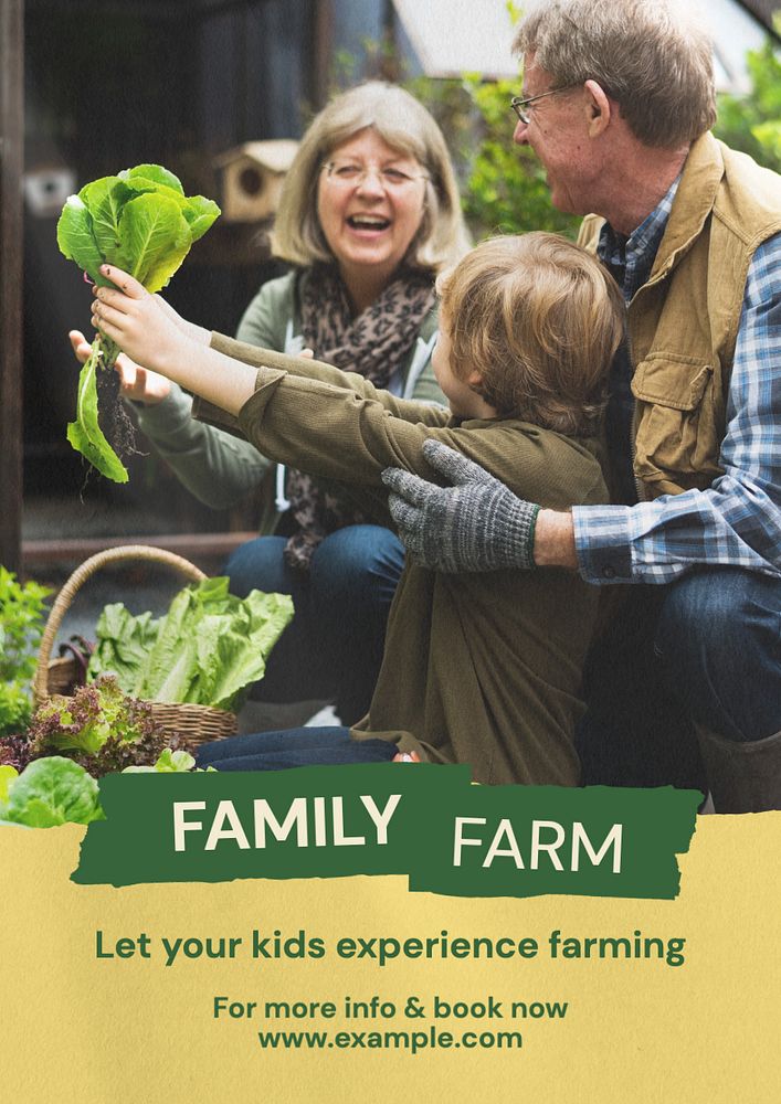 Family farm  poster template, editable text and design