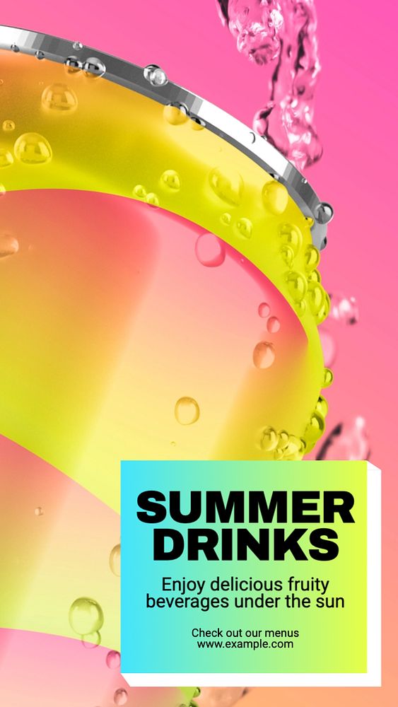 Summer drinks  Instagram story template, editable text