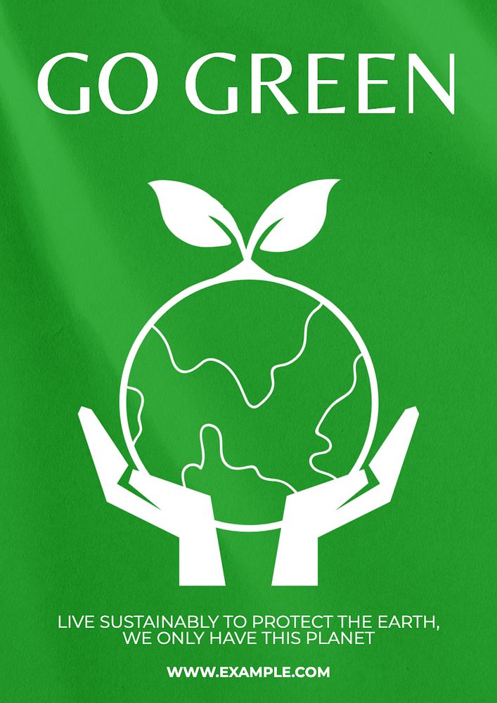 Go green poster template, editable text and design