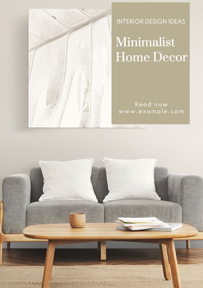 Minimalist home decor  poster template, editable text and design