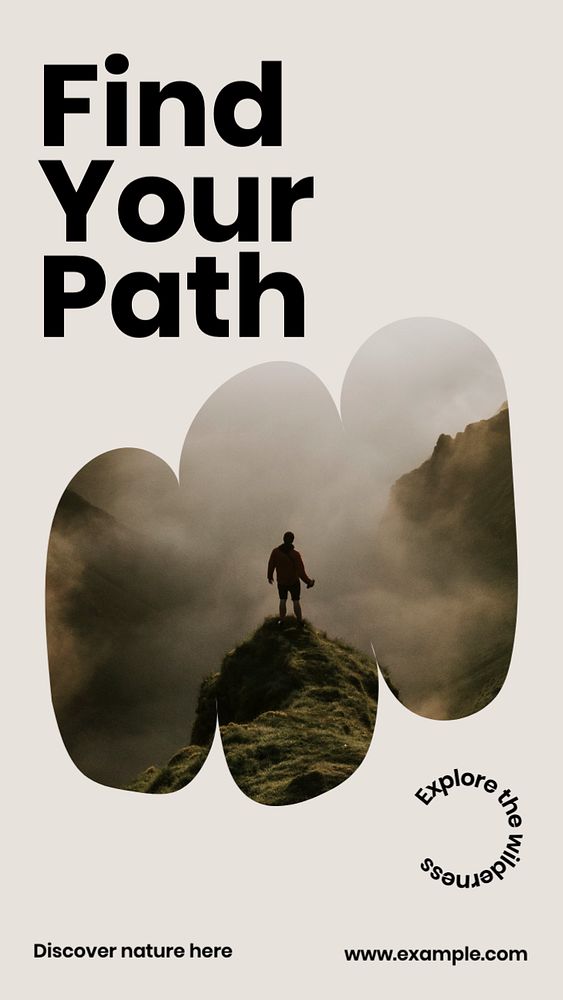 Hiking mountain travel Instagram story template, editable text