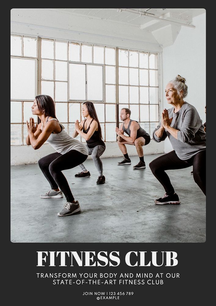 Fitness Gym Club  poster template, editable text and design