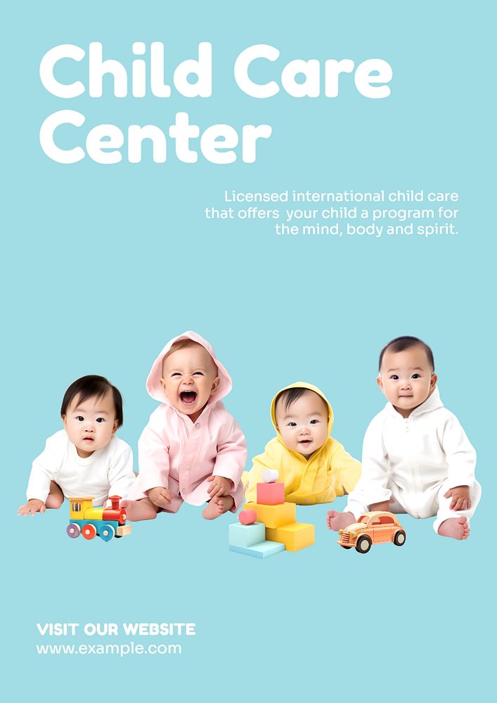 Child care center poster template, editable text and design