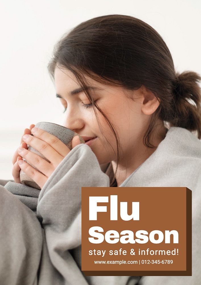 Flu season  poster template, editable text and design