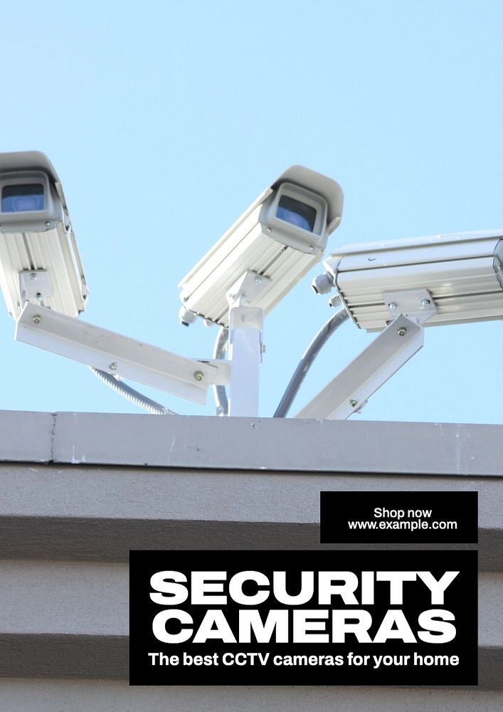 Security cameras  poster template, editable text and design