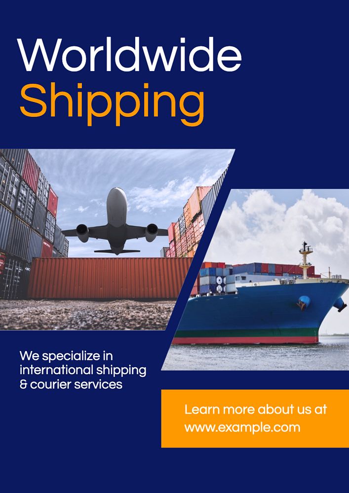 Worldwide shipping  poster template, editable text and design