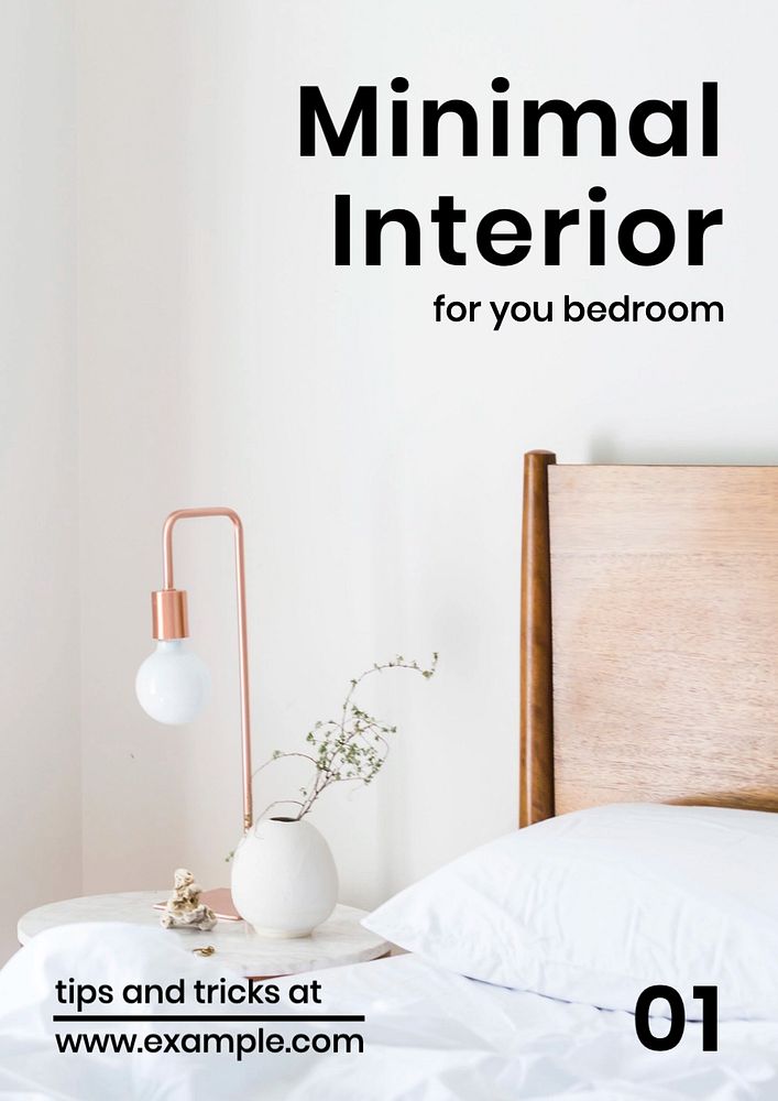 Minimal interior poster template, editable text and design