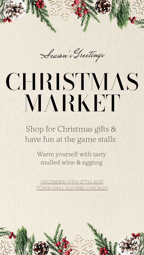 Christmas market Instagram story template, editable text