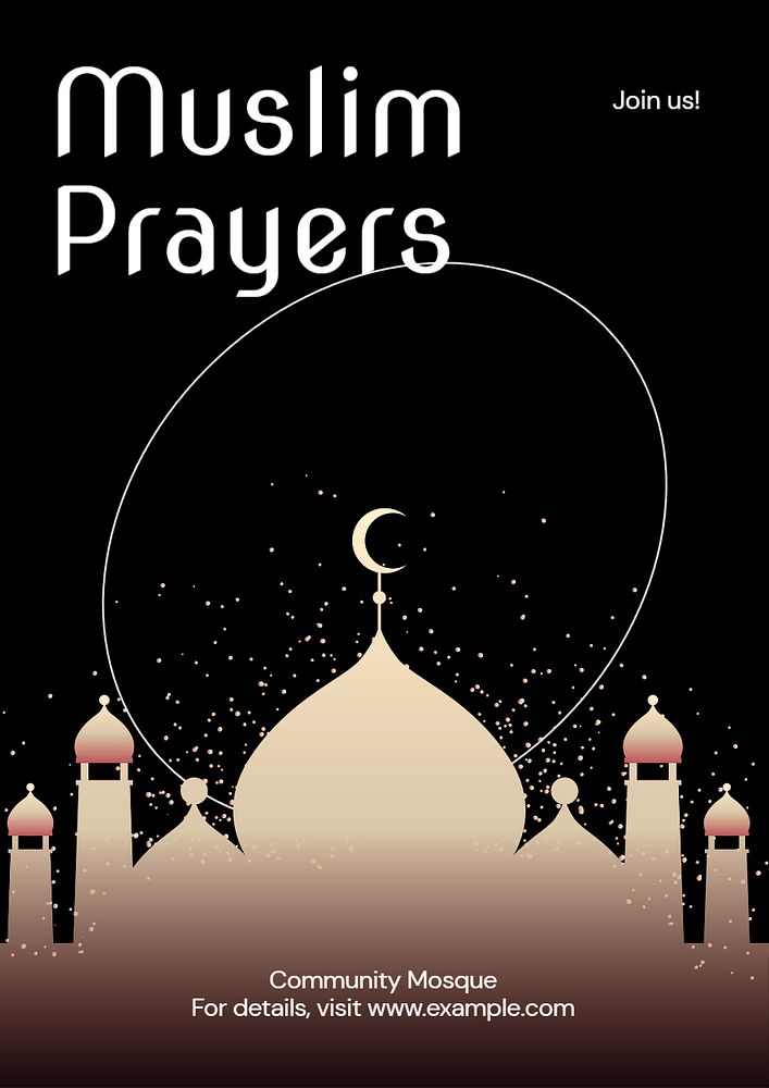 Muslim prayers poster template, editable text and design