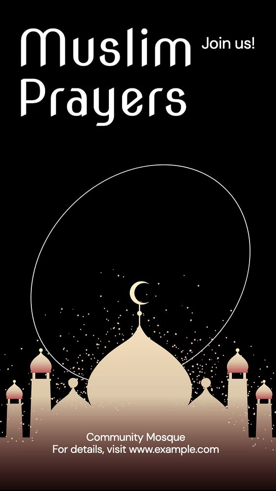 Muslim prayers Instagram story template, editable text