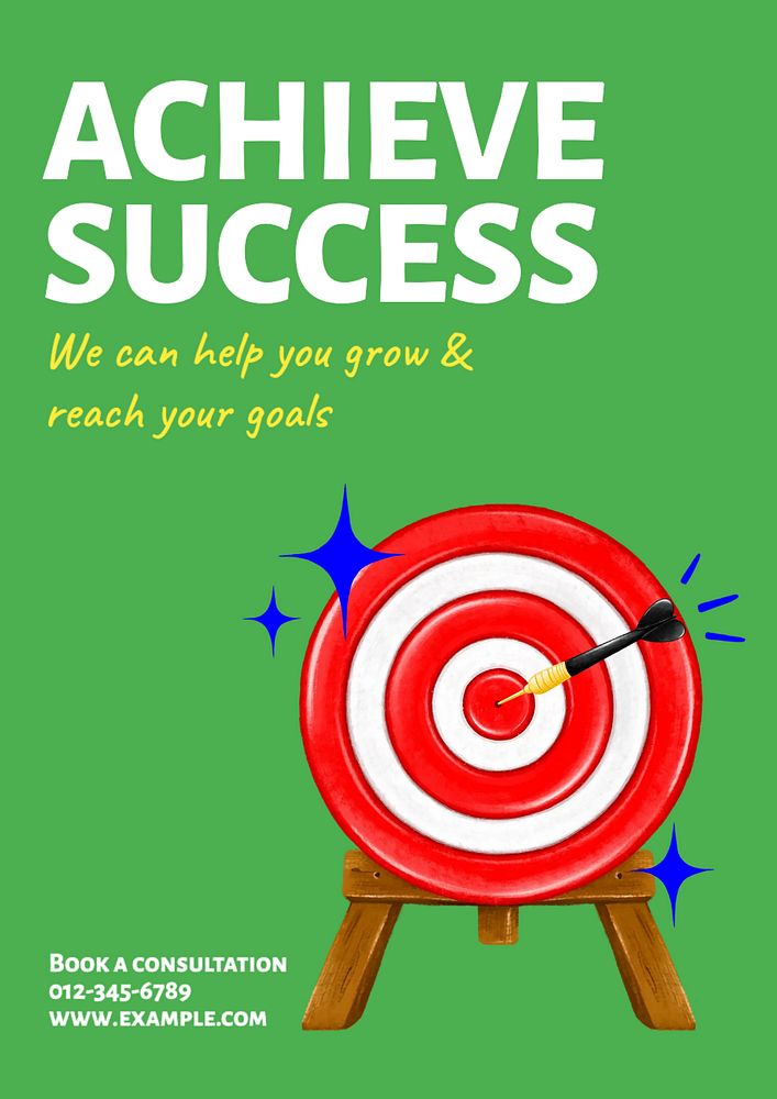 Achieve success poster template, editable text and design