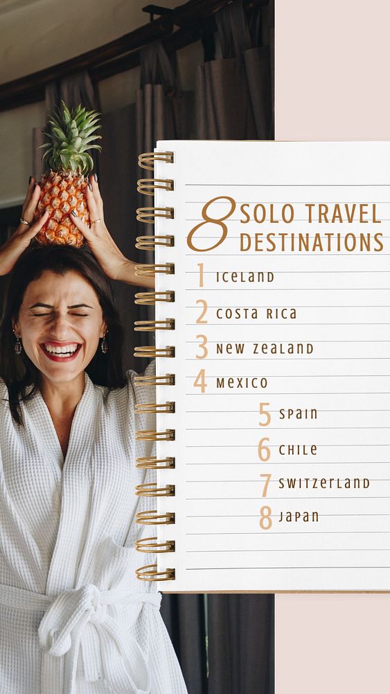 Solo travel destinations  Instagram story template, editable text