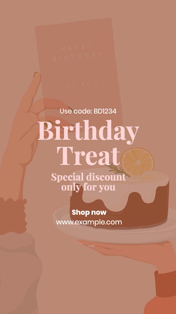 Birthday promotion  Instagram story template, editable text