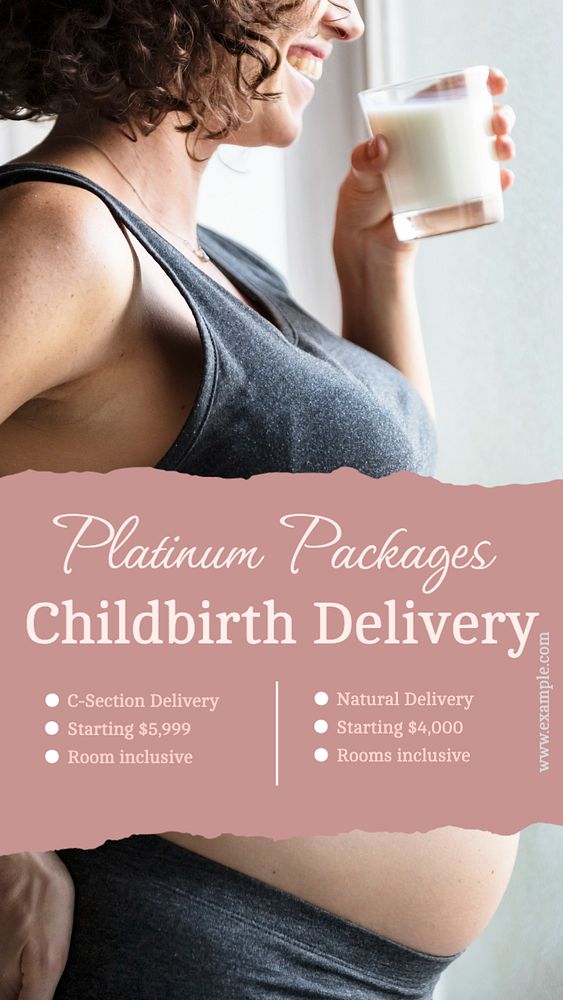 Childbirth delivery  Instagram story template, editable text