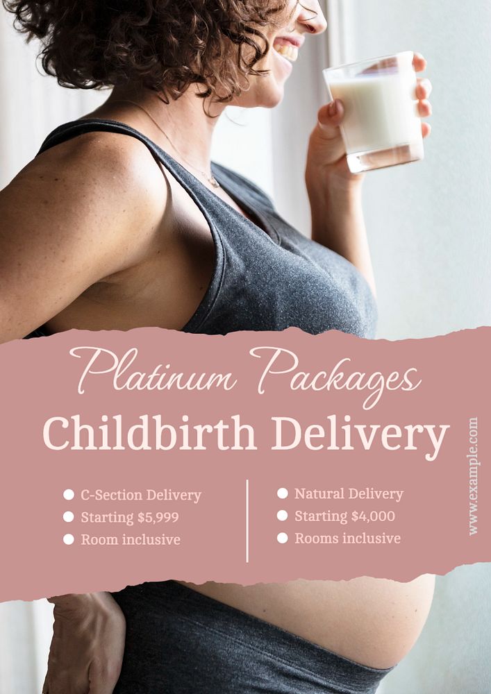 Childbirth delivery  poster template, editable text and design