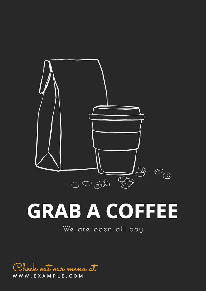 Grab a coffee poster template, editable text and design