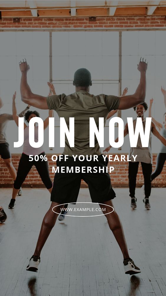 Gym membership  Instagram story template, editable text