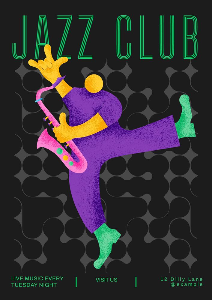 Jazz club poster template, editable text and design