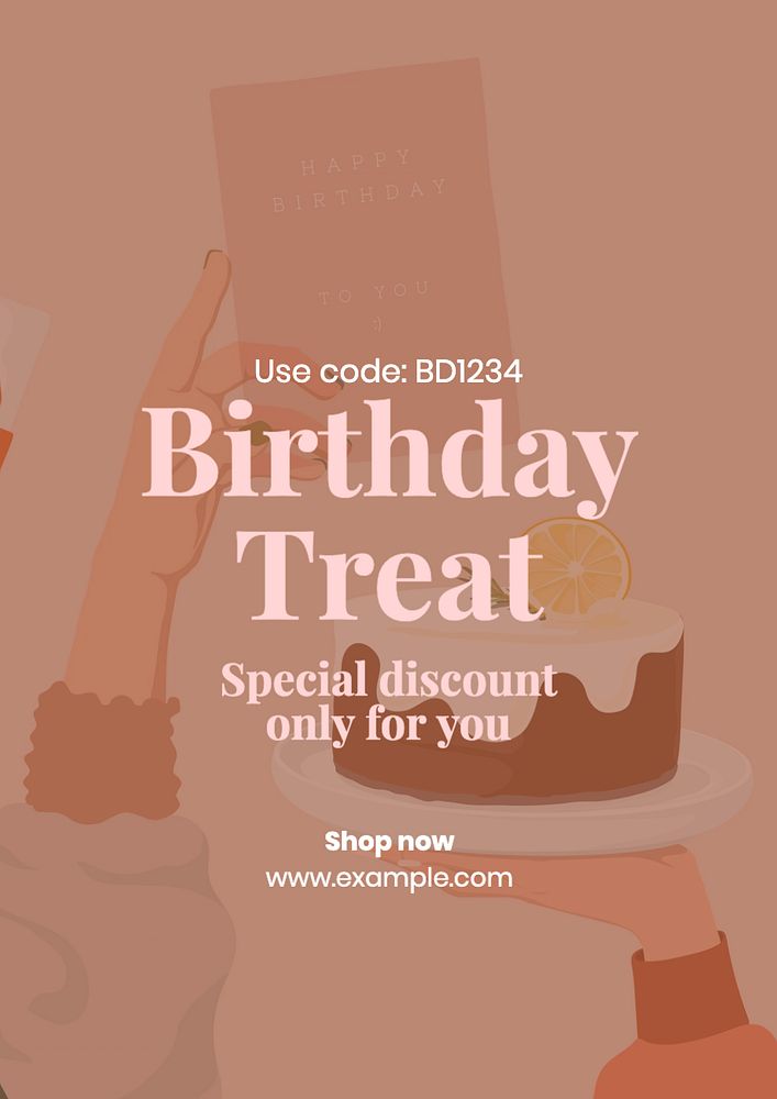 Birthday promotion  poster template, editable text and design