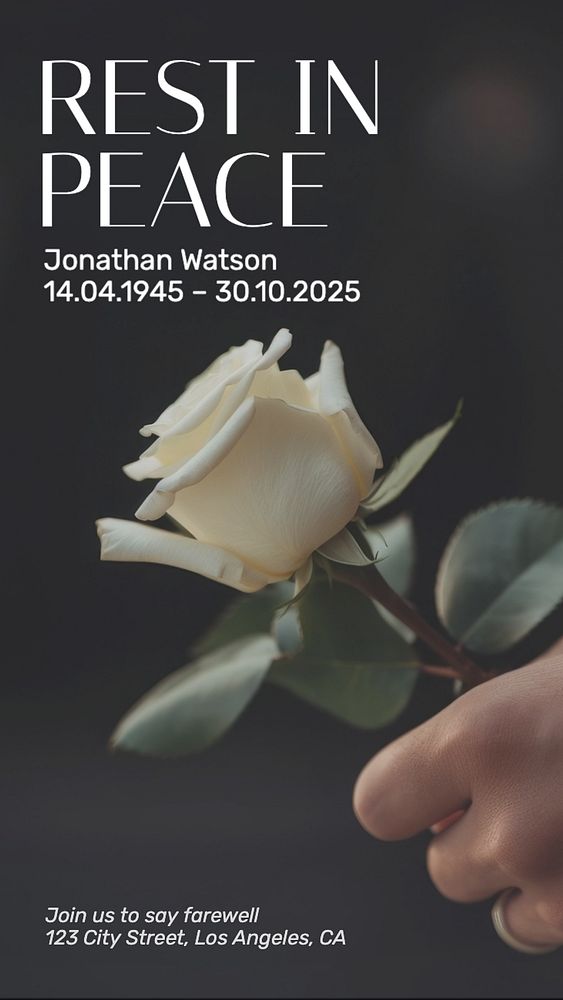 Rest in peace Instagram story template, editable text