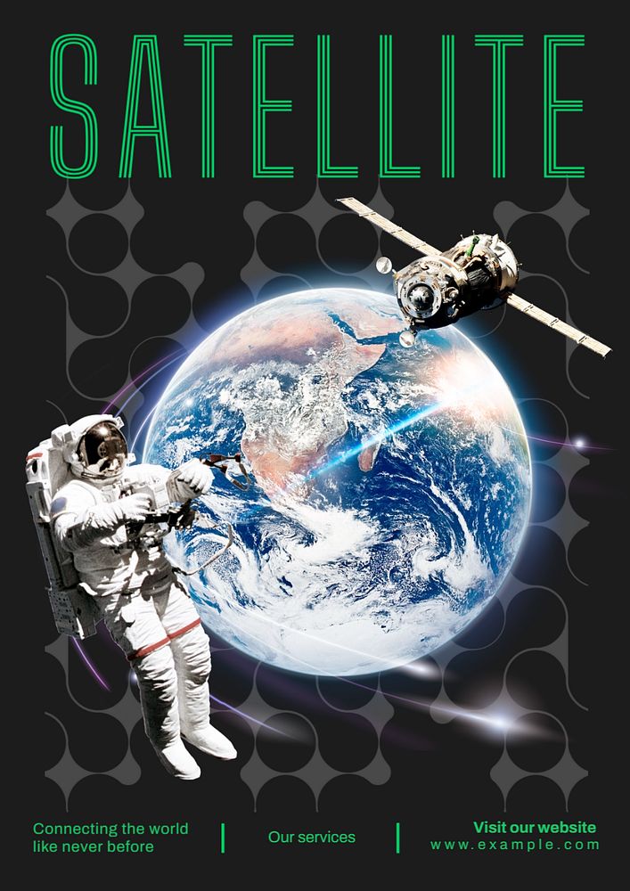 Satellite technology poster template, editable text and design