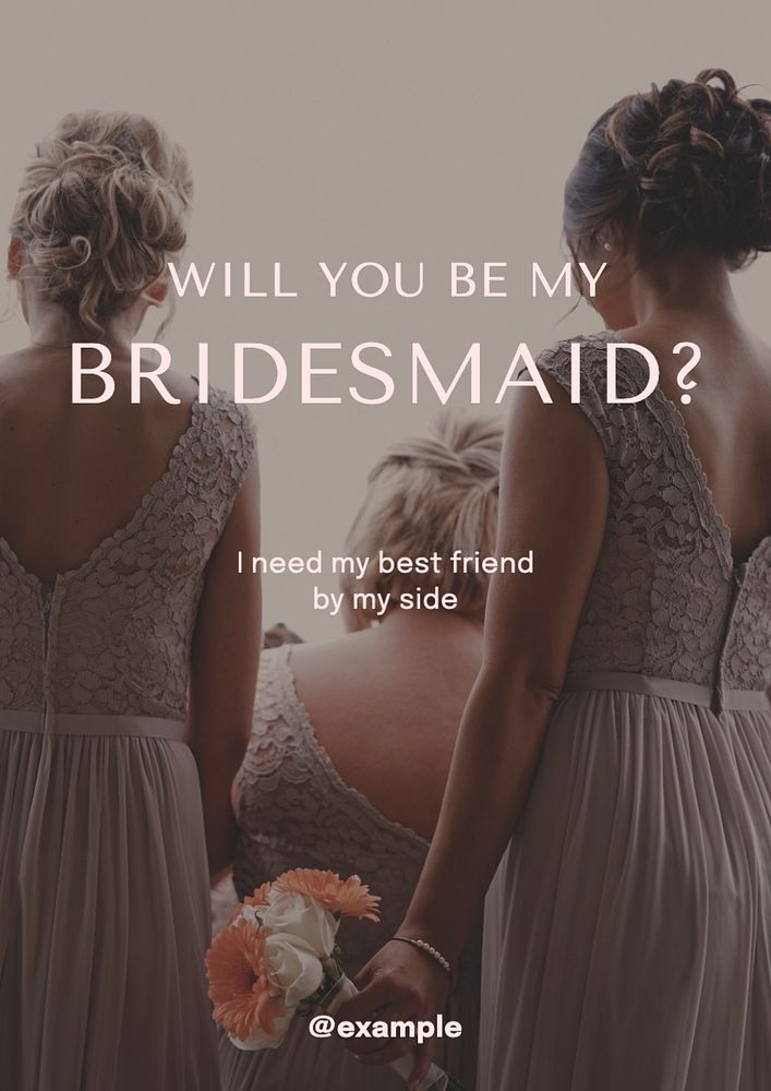 Bridesmaid  poster template, editable text and design